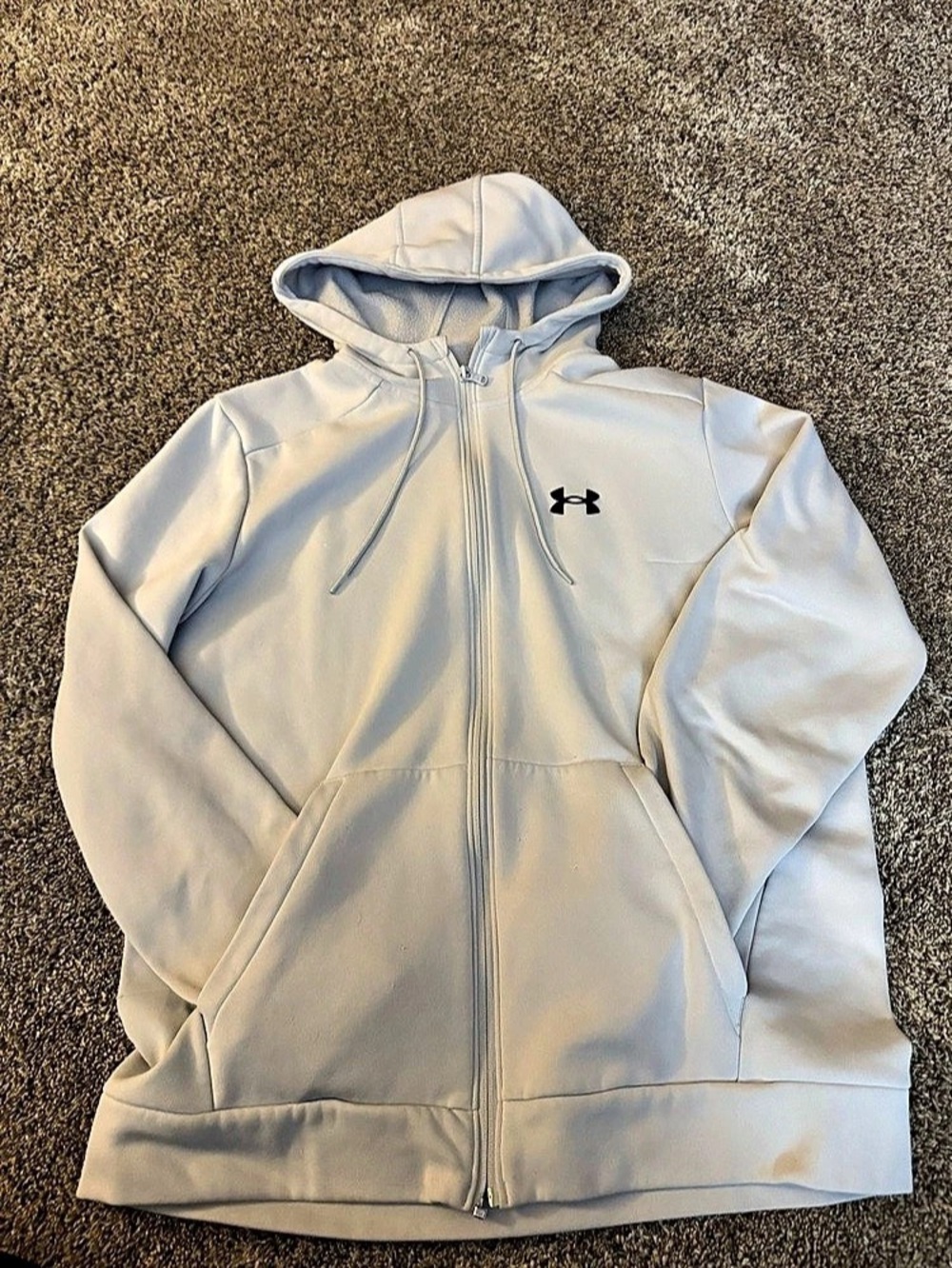 Under Armour Mens LG Large Loose Fit Full Zip Hoodie Jacket - Light Gray Fleece